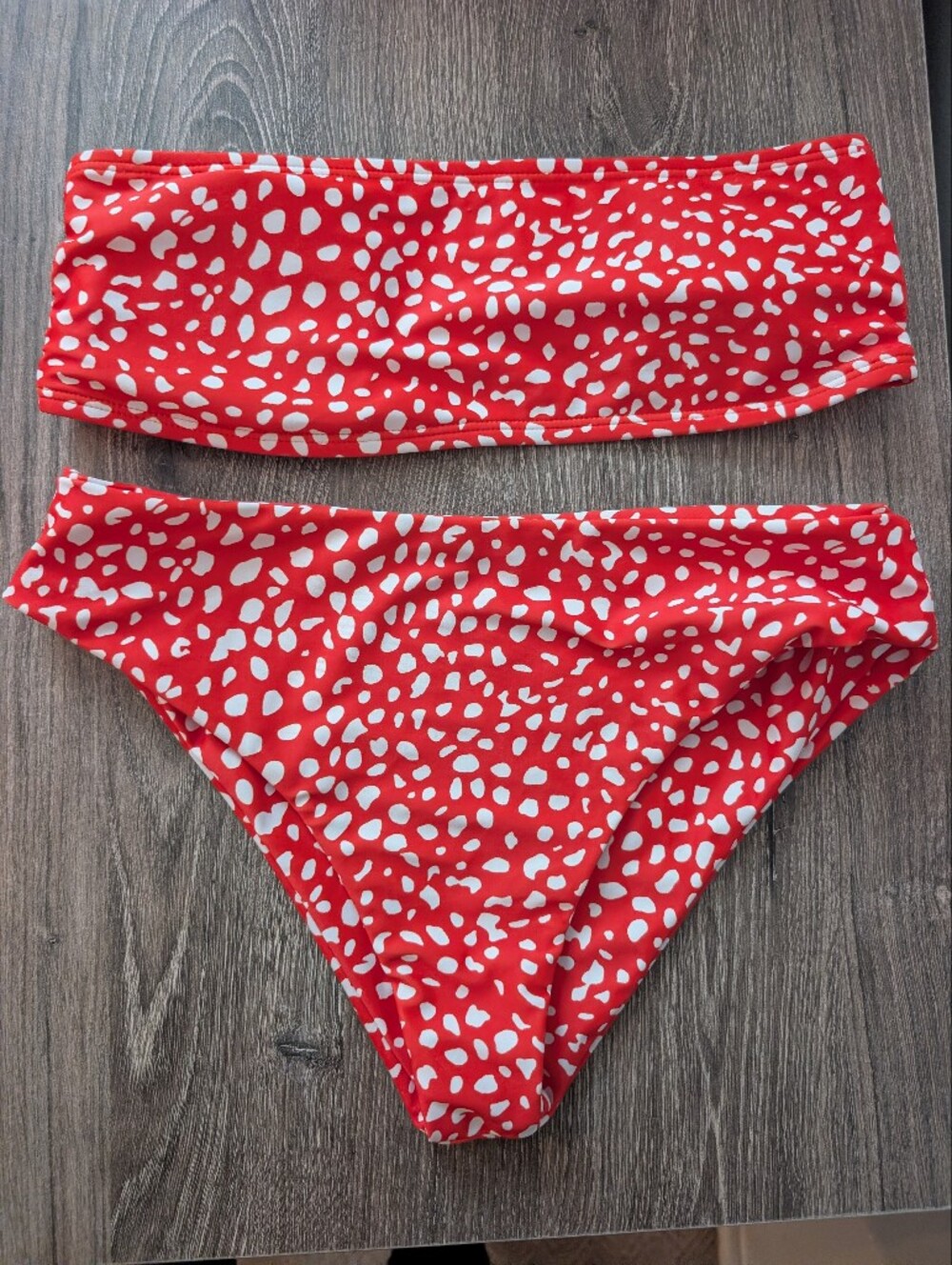 3 For $12 Clearance Bandeau Style Red White Print Bikini Set